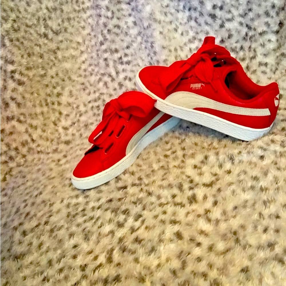 Red Puma Basket shoes